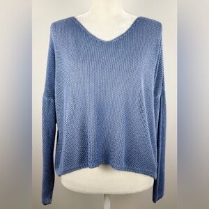 Gigi Moda Emma Blue Mesh Open Knit Pullover Sweater — One Size